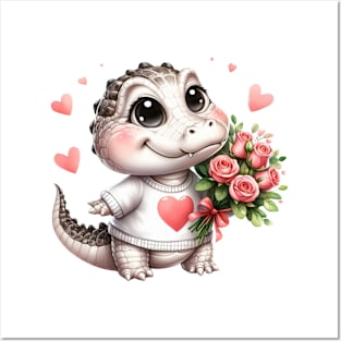 Valentine Love Crocodile Posters and Art